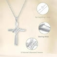thumbnail image 2 of Gilded Sterling Silver Natural Round-Cut Diamond Accent (I-J Color, I2-I3 Clarity) 3 Stone Cross Pendant-Necklace,18", 2 of 6