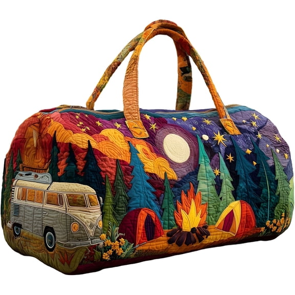 GASTROPOD Hippie Van Quilted Duffle Bag Weekender Travel Bag Carry Luggage for Overnight Trips Hippie Duffel Bag Gym Yoga Tote ( 5 Large (18" 9" 9" H))
