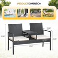 thumbnail image 4 of WLXIANG Patio Conversation Sets Outdoor Loveseat with Built-in Table & Cushions Wicker Patio Furniture Porch Chairs Bench for Lawn, Backyard, Balcony (Beige), 4 of 7