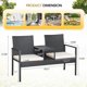 thumbnail image 4 of WLXIANG Patio Conversation Sets Outdoor Loveseat with Built-in Table & Cushions Wicker Patio Furniture Porch Chairs Bench for Lawn, Backyard, Balcony (Beige), 4 of 7