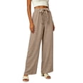 thumbnail image 6 of Admvng Women's Cotton Pants with Pockets High Waist Bow Tie Wide Leg Casual Trousers, 6 of 6