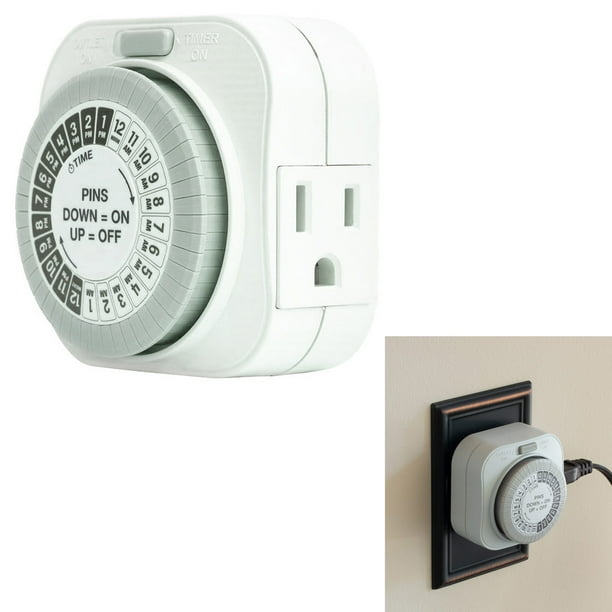 24 Hour Daily Mechanical Outlet Light Timer Three Prong Automatic Lamps Lights