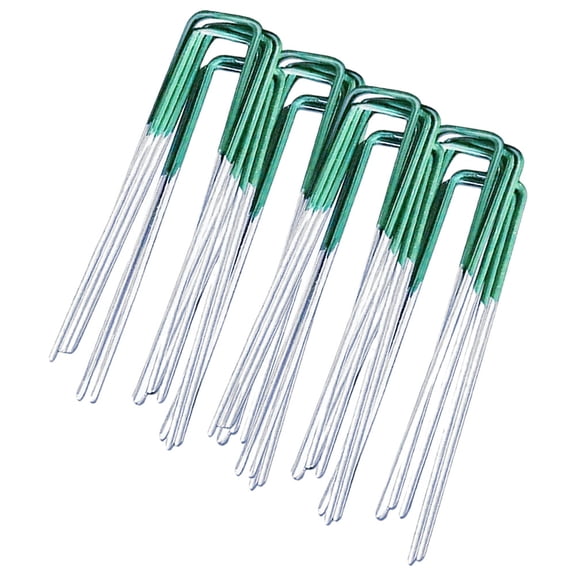 Tineasur 50Pcs Metal U Shaped Lawn Pegs for Securing Garden Fabric Fences and Tents