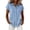 Light Blue, variant on Women's Summer Casual Short Sleeve Striped Imitation Linen Blouse with Turndown Collar Regular Fit Top
