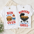 thumbnail image 5 of Custom Pregnancy Announcement Comfort Colors Shirts, Bun In The Oven Burgers On The Grill Tee Set, BBQ Baby Shower Gift For New Parents, 5 of 7