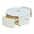 thumbnail image 2 of Harper & Bright Designs Modern Round Coffee Table with Drawers, Wood Fluted Center Table with Casters, White, 2 of 17