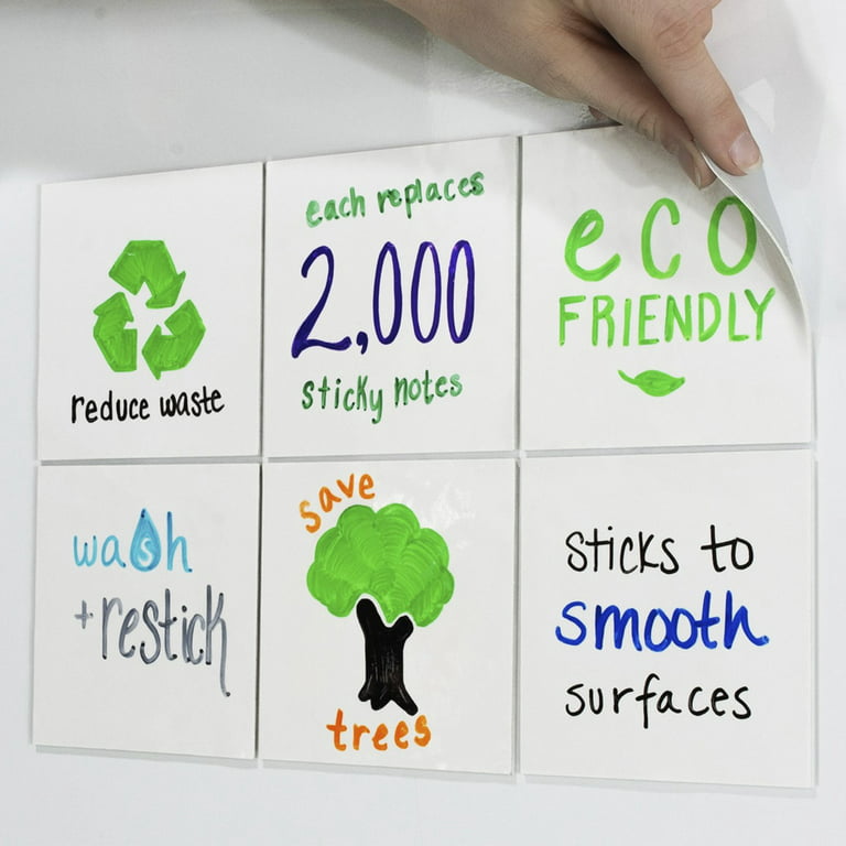 Self-Stick Notes 4x4 inch, Sticks to Any Surface Without Glue, Reusable  White Dry Erase