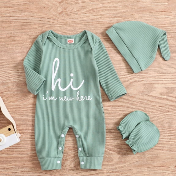 Girls Bodysuits Baby Fashion Print Solid Color Crawling Suit Three Piece Set for Toddler