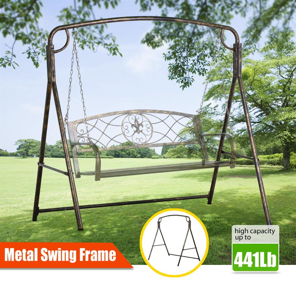 Topeakmart Iron A Frame Porch Swing Stand Bronze Finish Capacity 441 Lb Com Topeakmart Iron A Frame Porch Swing, Round Metal Porch Swing Frame