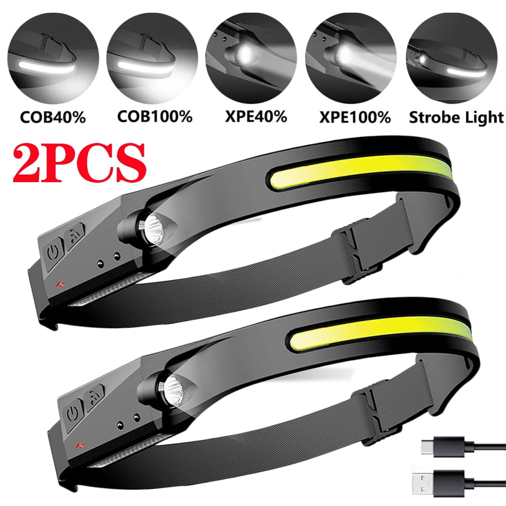 Headlamp Rechargeable, Super Bright 230° Wide Beam LED Headlamp Motion