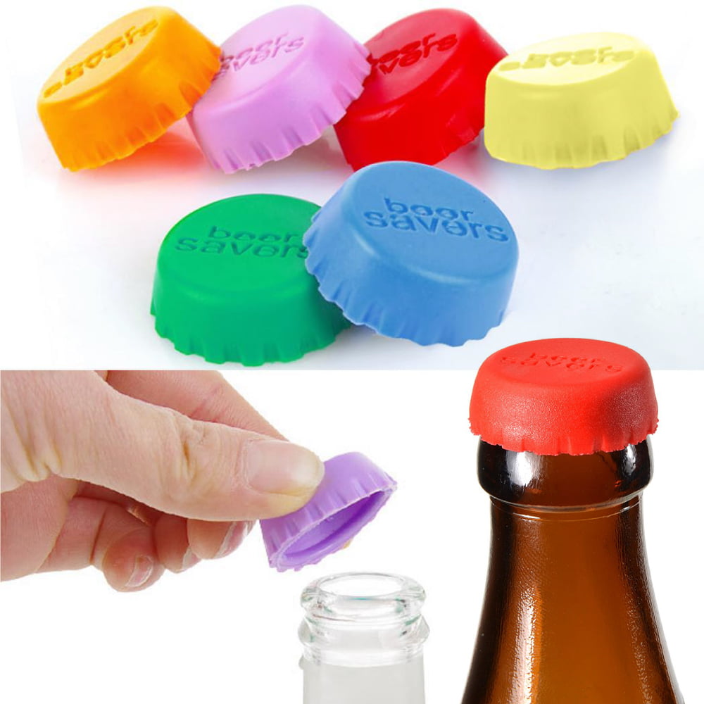 6pcs Reusable Silicone Bottle Caps Beer Cover Soda Cola Lid Wine Saver Stoppe JA 