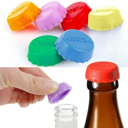 Silicone Bottle Cap, [6 Pack] Reusable Rubber Bottle Sealer Cover - Fits Beer, Soda, Wine & Other Bottles!