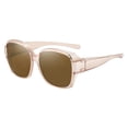 thumbnail image 2 of Polarized Sunglasses Fit Over Glasses for Men Women, Oversized Square Shades UV Protection Beige, 2 of 4