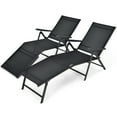 thumbnail image 3 of Costway Patio 2 PCS Folding Chaise Lounge Chair Outdoor Portable Reclining Lounger Black, 3 of 9