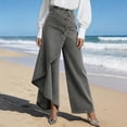 thumbnail image 4 of Karight Womens Asymmetrical Ruffle Overlay Denim Wide Leg Pants High Waisted Button Fly Skirted Jeans, 4 of 6