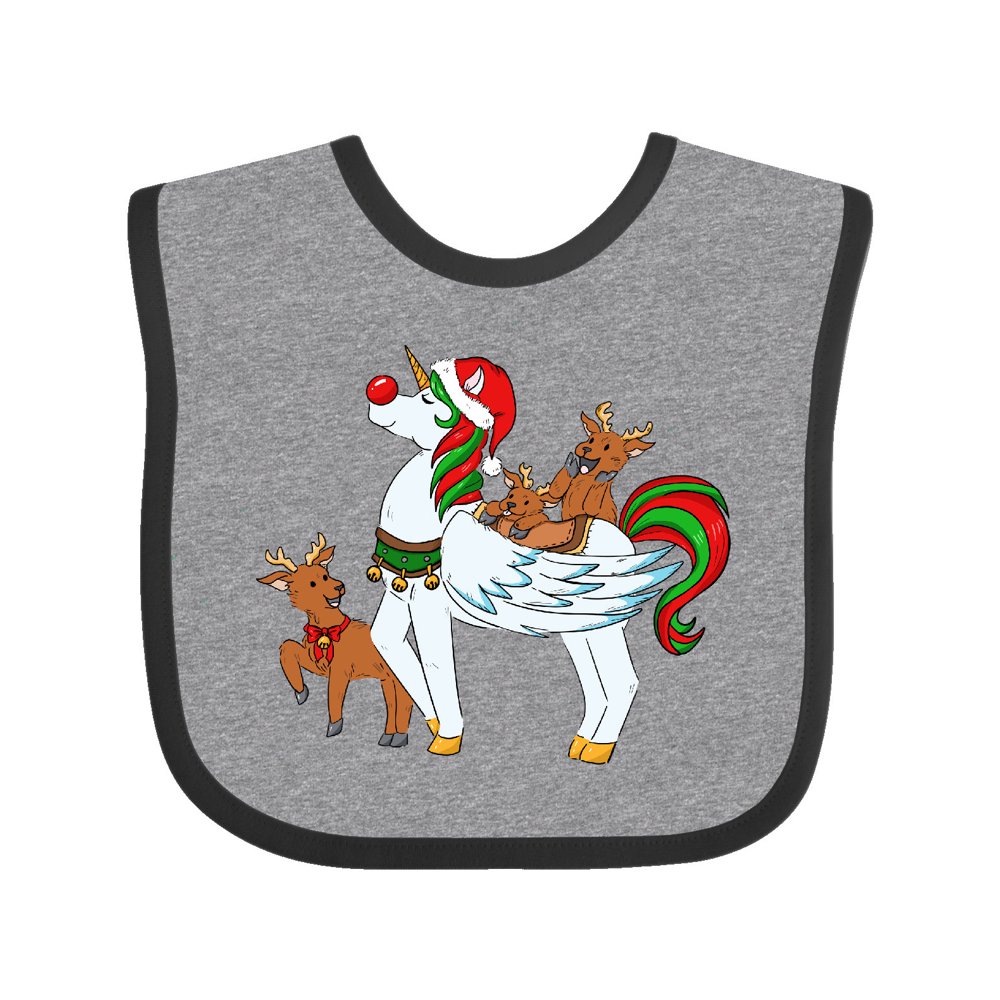 Inktastic  cute christmas unicorn with reindeer and santa hat baby bib Inktastic  cute christmas unicorn with reindeer and santa hat baby bib