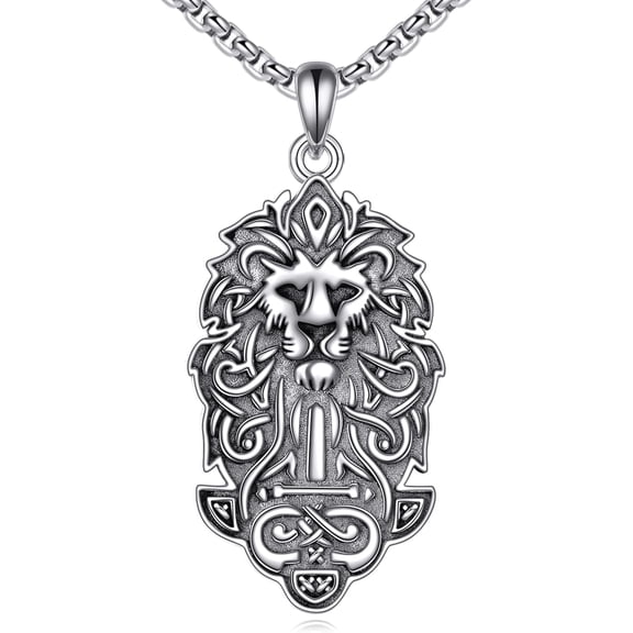 XATENJE Lion Necklace 925 Sterling Silver Lion Pendant Necklace Jewelry for Men