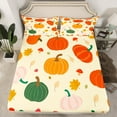 thumbnail image 2 of Manfei Mushroom Pumpkin Bed Sheets King,Botanical Plants King Sheet Sets,Maple Leaf Bedding Sets King Size,Microfiber Thanksgiving Day Room Decoration,4pcs, 2 of 6