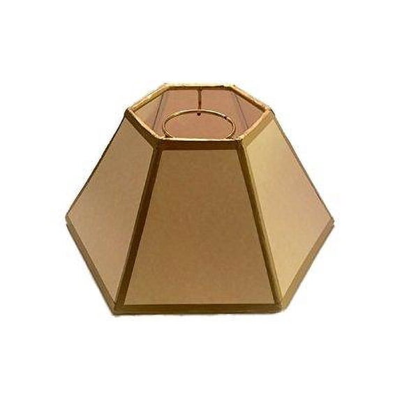 Off White with Gold Trim Hex Chimney Fitter Lampshade (14 Inch)