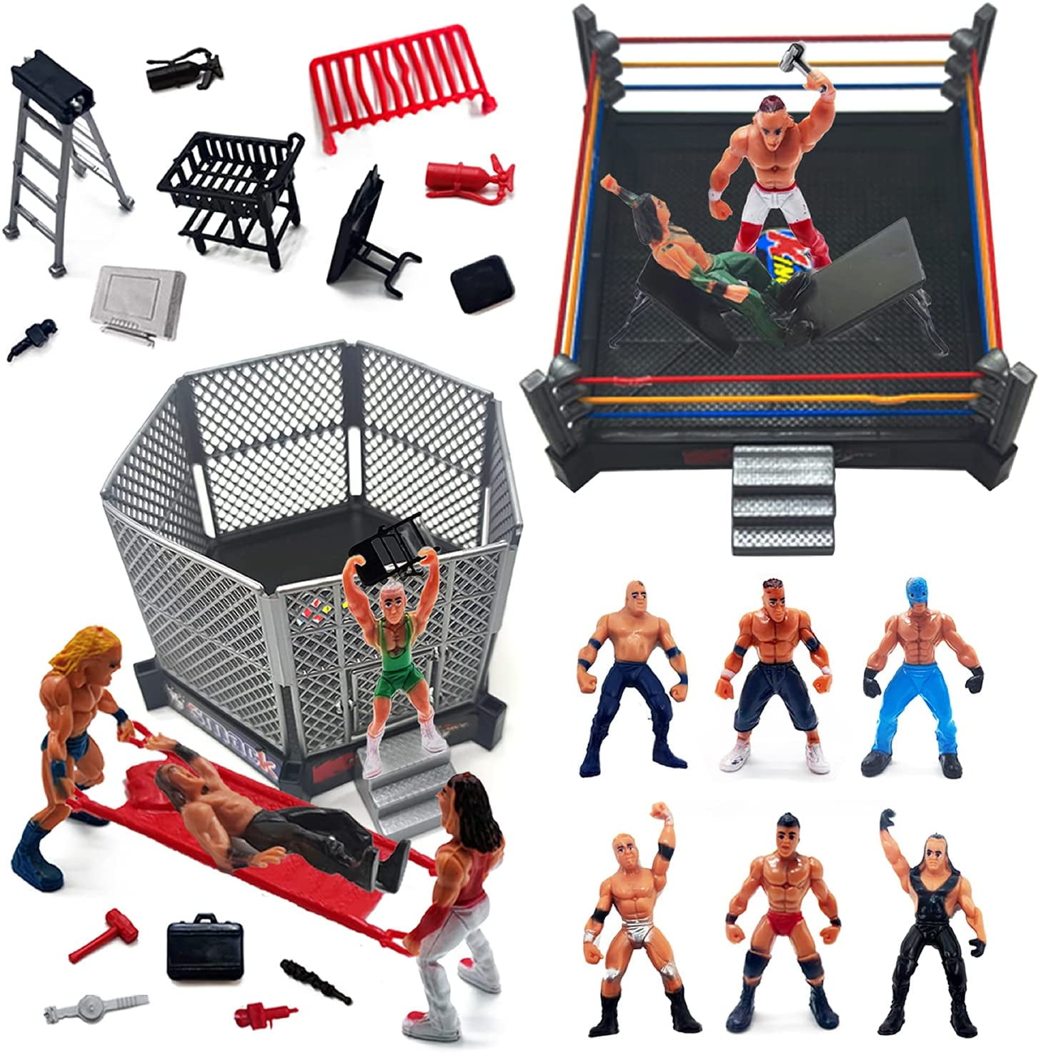 STOCK CLEARANCE ON PACK OF 2 WRESTLE WARRIOR FIGURES WRESTLE KING 