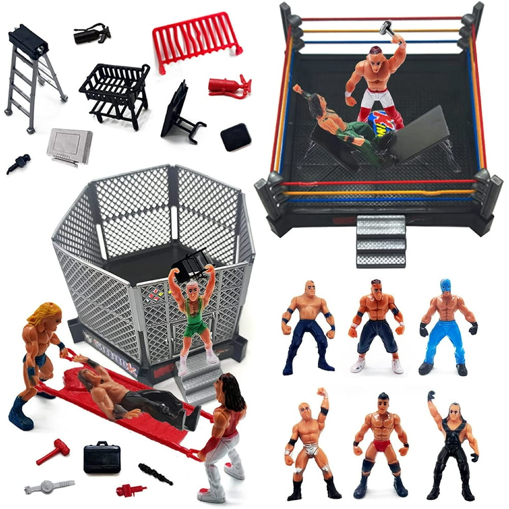 ToyVelt 32Piece Wrestling Toys for Kids Wrestler Warriors Toys with Ring & Realistic