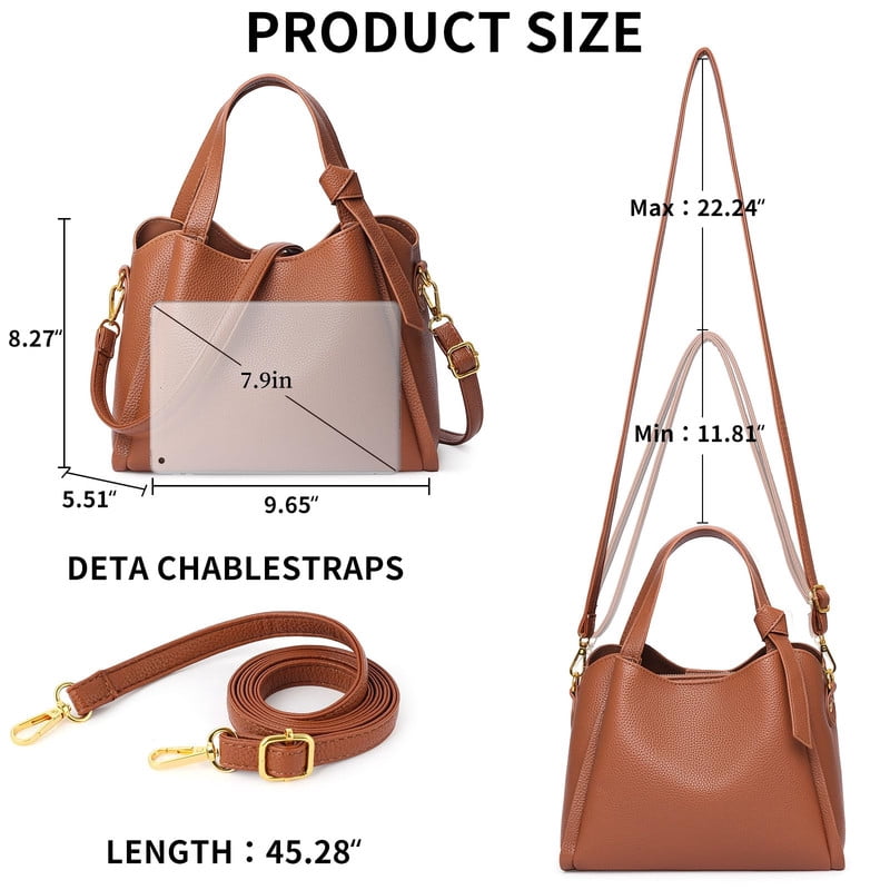 FALAN MULE Women’s Tote Bag Leather Crossbody Handbag Top Handle Satchel Purse with Adjustable Strap, Multi-Compartment Shoulder Bag