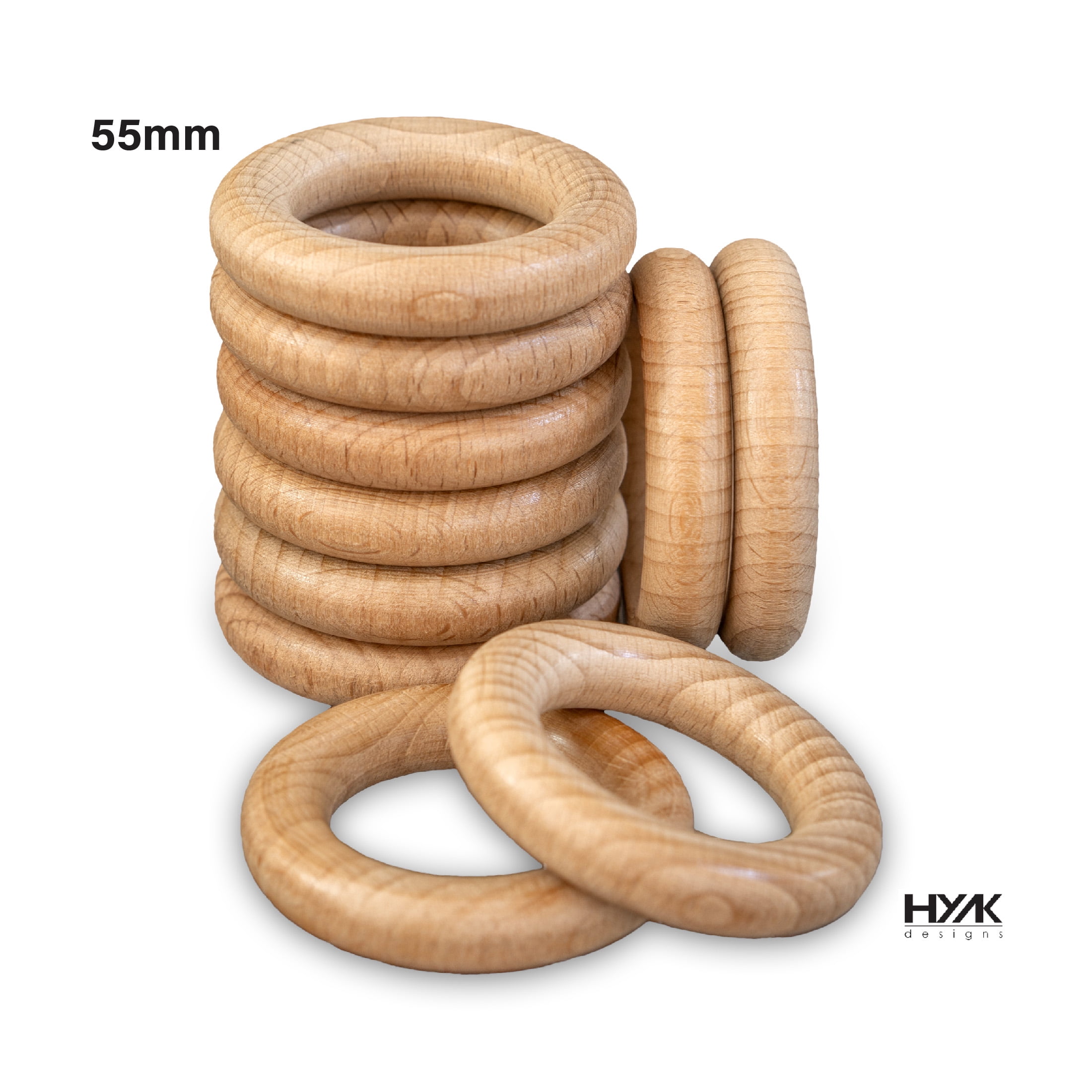 80-Piece Wooden Rings For Crafts – 5 Sizes, Natural Smooth Finish, For Macrame, Jewelry & DIY