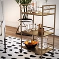 thumbnail image 2 of Novogratz Helix 3 Shelf Metal Rolling Utility Cart, Gold, 2 of 11