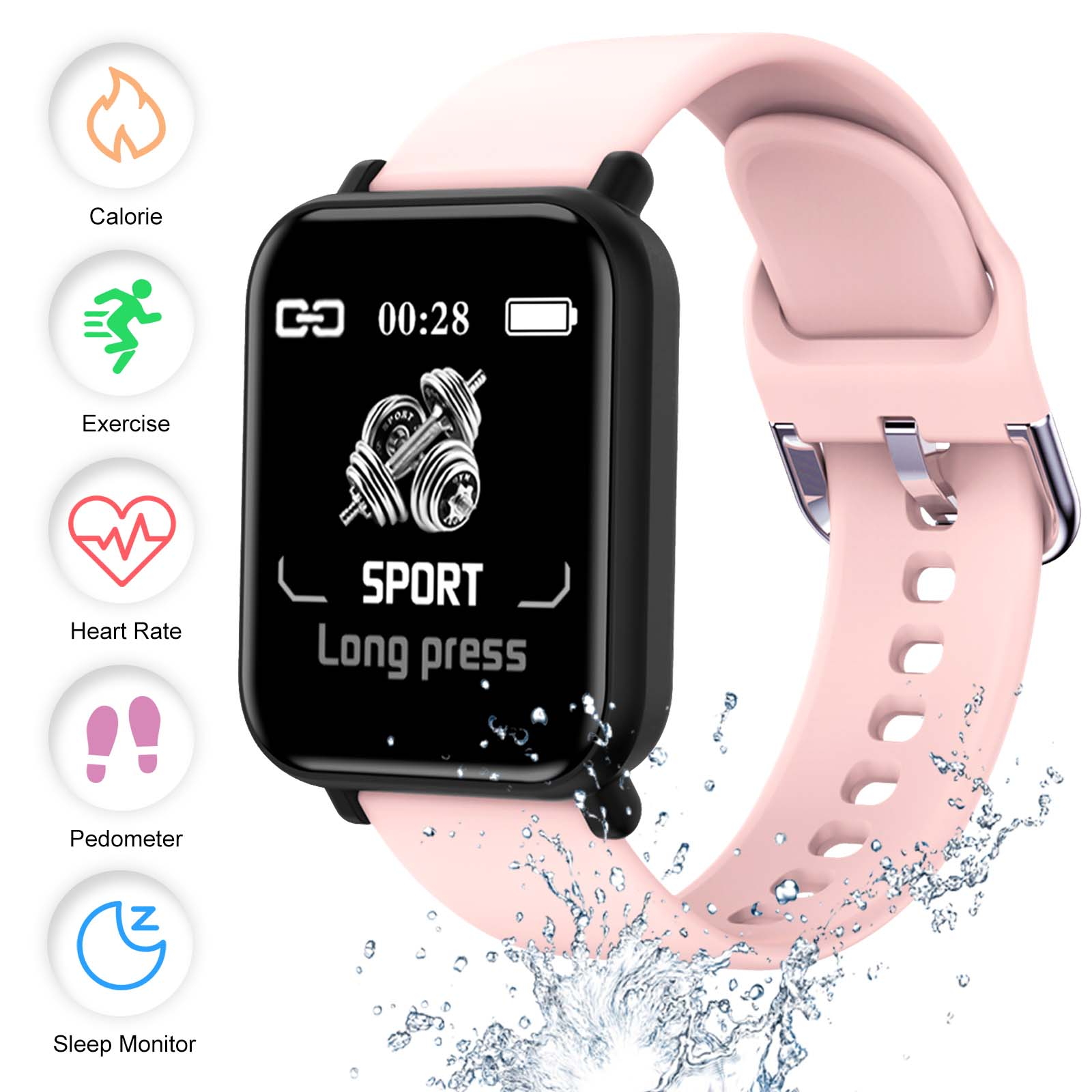 Smart Watch with Heart Rate Sleep Monitor, Compatible with iPhone Samsung Android Phones, IP68