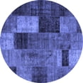 thumbnail image 1 of Ahgly Company Machine Washable Indoor Round Patchwork Blue Transitional Area Rugs, 3' Round, 1 of 4