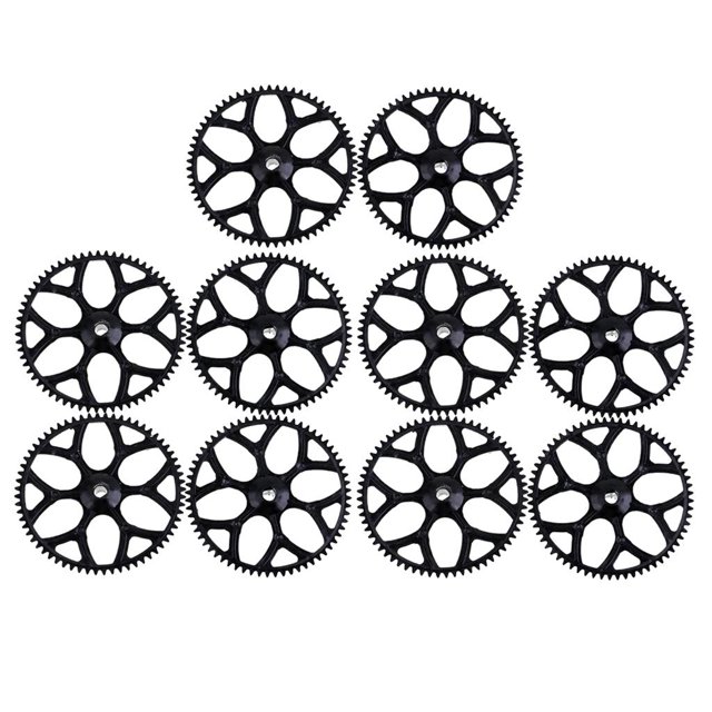 Juego de engranajes de transmisión principal de plástico 10x para WLtoys V977 V966.014 Negro Baoblaze engranaje principal del helicóptero rc