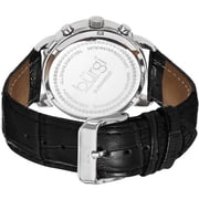 Womens Crystal Dial Chronograph Leather Black Strap Watch