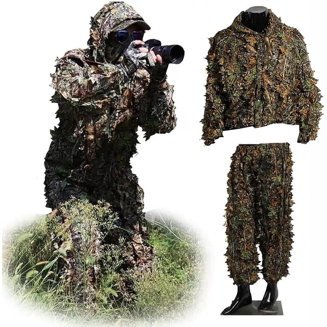 Traje 3D de caza para niños y adultos, traje Ghillie de caza, ropa táctica para Airsoft