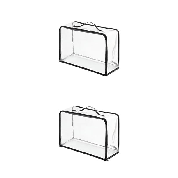 Injueey Bolsa de almacenamiento Armario transparente Cajas a prueba de polvo Pantalla Funda protectora Organizador Cubierta colgante a prueba Negro METRO 2piezas