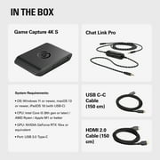 Elgato Game Capture 4K S with Chat Link Pro – 4K60, 1440p120, 1080p240 Capture, VRR Passthrough, HDR10, works with Windows/Mac/iPad, PlayStation Voice & Gameplay Audio Recording Cable included