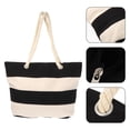thumbnail image 3 of Miangastore 1Pc Stripe Canvas Portable Bag Picnic Zipper Shopping Bag (Assorted Color), 3 of 8