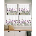 thumbnail image 2 of Spring Flowers Short Blackout Curtains 45 Inch Long Purple Tulips Bee Floral Rod Pocket Kitchen Curtains, 2 Panels Thermal Insulated Room Darkening Drapes for Bedroom, 42"W x 45"L, 2 of 5