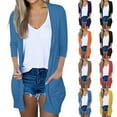 thumbnail image 7 of yardsong Summer Cardigans for Women 2025 Fashion Lightweight 3/4 Length Sleeve Sweater Cardigan Open Front Shirts Cover Up with Pocket Purple,XXL, 7 of 7