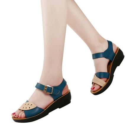

XINSHIDE Female Sandals Flat Moccasins Leaf Pattern Sandals Cutout Soft Sole Female Sandals Open Toe Flat Sandals Fashion Shoes