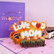 LOVE YOU MUM Carnation Pop Up Flower Card Mother's Day 3d Greeting Cards Anniversary Birthday Love Thanksgiving Get