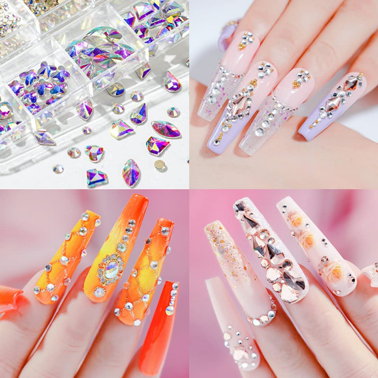 Pink acrylic nails with gems  Nail art, Nail art kits & accessories, Nail  designs