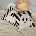 thumbnail image 5 of Halloween Pillow Covers 18x18 Set of 2 Black Stripes Cute White Ghost Throw Pillows Halloween Decorations Outdoor Pillowcase Halloween Home Decor Linen Farmhouse Cushion Case for Couch Sofa, 5 of 6