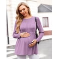 thumbnail image 5 of Ekouaer Womens Maternity Tops Long Sleeve Pregnancy Tunic Blouses Crew Neck Ribbed Shirts Pregnant Clothes, 5 of 6