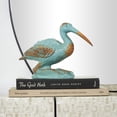 thumbnail image 2 of 3" x 7" Teal Polystone Distressed Bird Sculpture with Brown Wood Inspired Accents, by DecMode, 2 of 8