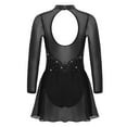 thumbnail image 4 of MSemis Girls Shiny Figure Ice Skating Dress Long Sleeve Tulle Mock Neck Ballet Black 10, 4 of 5