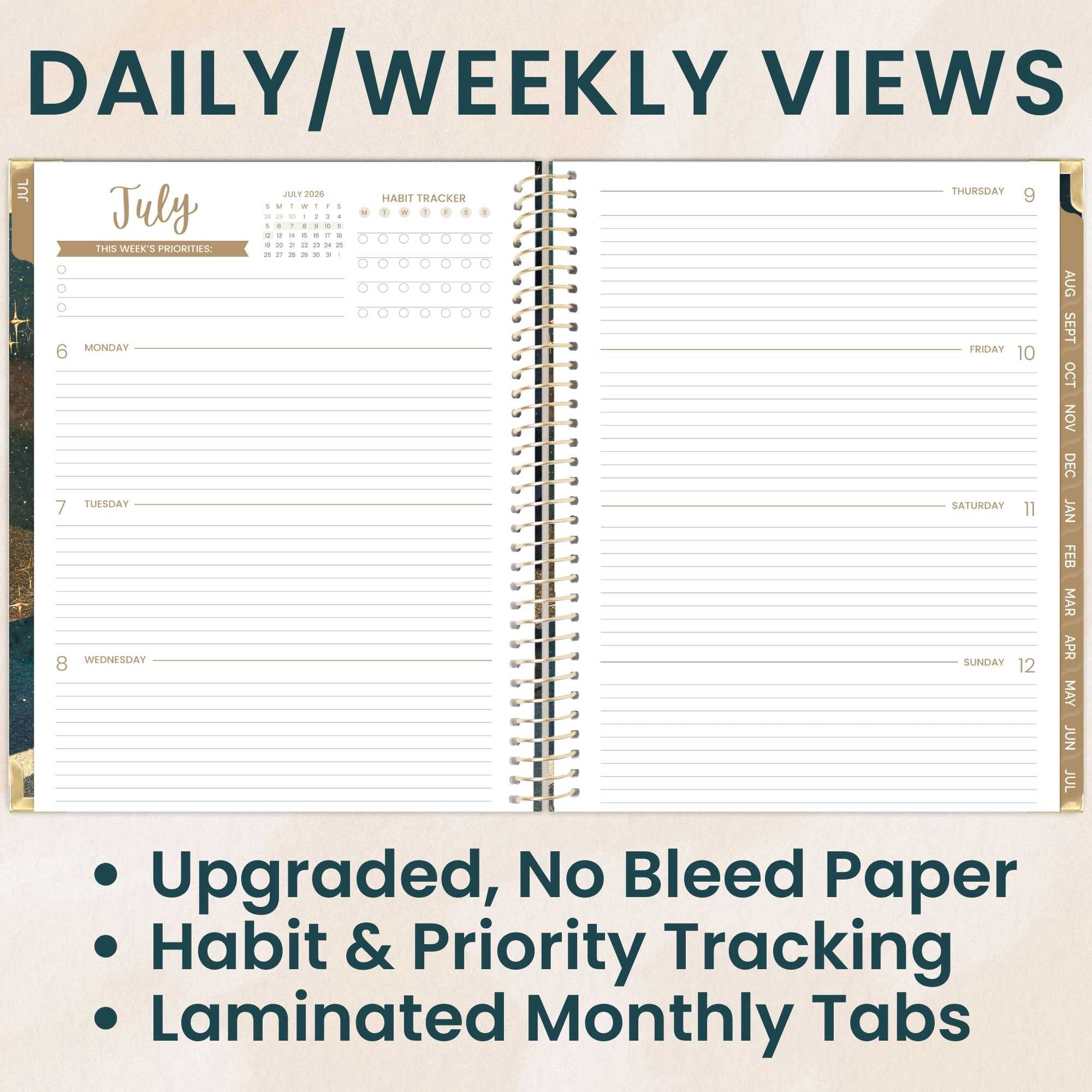 bloom daily planners 2026-2027 Academic Planner, 13-Month Monthly & Weekly Hard Cover, 8.5" x 11", Celestial Skies