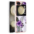 thumbnail image 2 of Nalacover for Samsung Galaxy Z Flip5 Slim Case, Fish Scale Marble Pattern Soft TPU Shockproof Lens Protection Cover for Women Girls, Compatible with MagSafe Wireless Charging Case,Purple Floral, 2 of 12