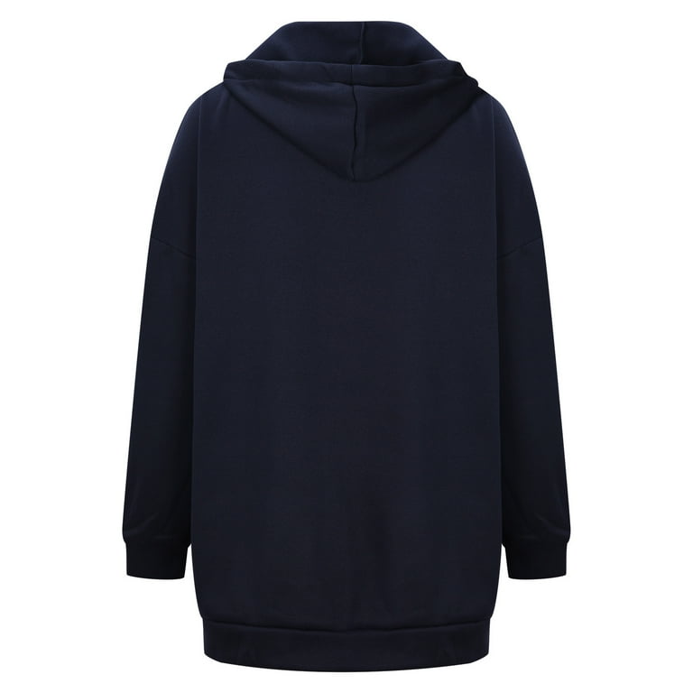 JGGSPWM Knee Length Full Zip Hoodie High Collar Casual