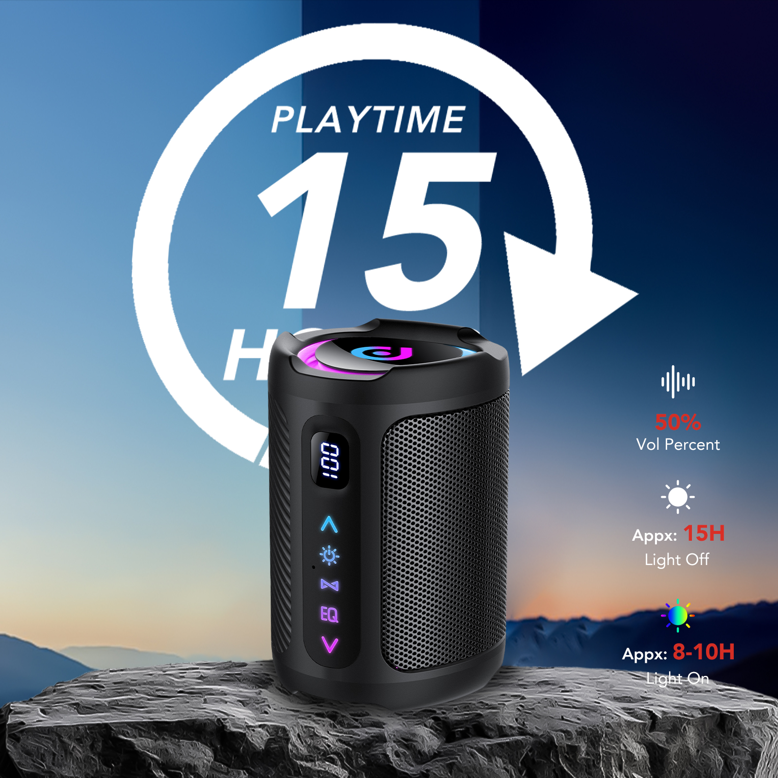 CASCHO 15W Portable Bluetooth Speaker with LED Lights photo 7