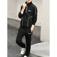thumbnail image 3 of Kaerm Boys Workout Running Athletic Tracksuit Zipper Pullover Sweatshirt with Sweatpants 2 Pcs Set Black 130, 3 of 7